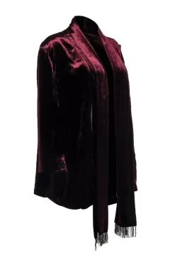 Marina Rinaldi - Bordeaux Velvet Cardigan Size L
