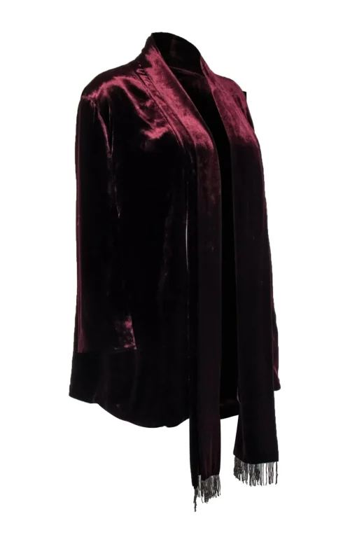 Marina Rinaldi - Bordeaux Velvet Cardigan Size L