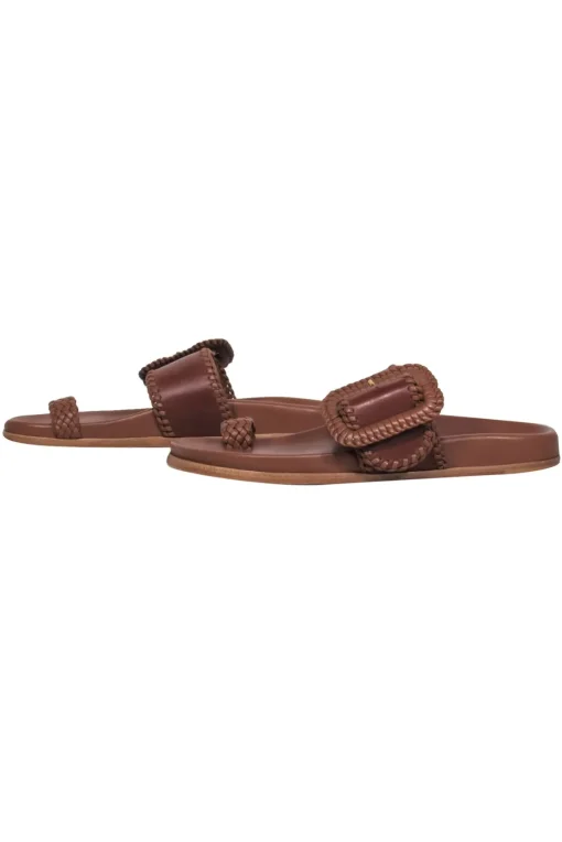 Marion Parke - Cognac Leather Sandals w/ Buckle Sz 6