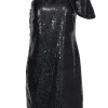 Mark & James by Badgley Mischka - Black Sequin One Shoulder Dress w/ Flounce Sz 8