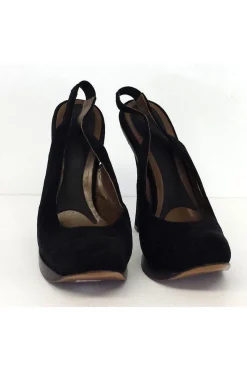 Marni - Black Suede Platform Slingback Pumps Sz 11