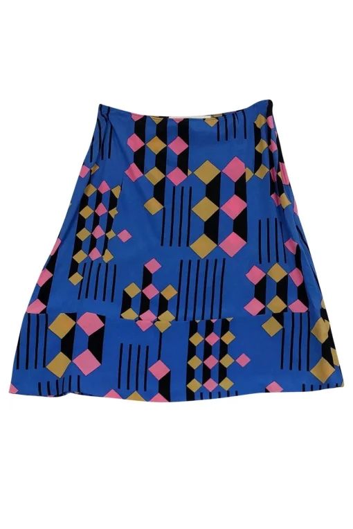 Marni - Blue & Pink Geometric Skirt Sz S