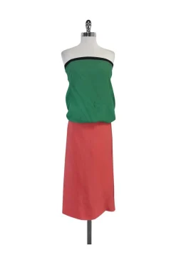 Marni - Green & Salmon Colorblock Strapless Dress Sz 4