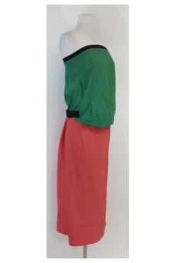 Marni - Green & Salmon Colorblock Strapless Dress Sz 4