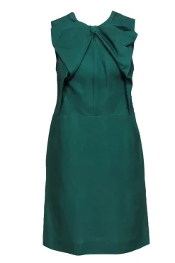 Marni - Green Cap Sleeve Sheath Dress w/ Bow Sz S