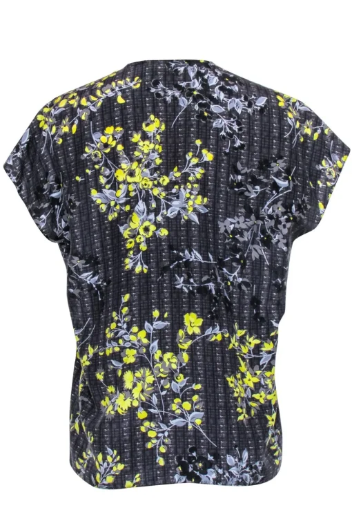 Marni - Grey & Yellow Floral Print Short Sleeve Top Sz 4