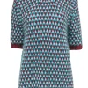 Marni - Maroon & Teal Chunky Knit Short Sleeve Sweater Sz L