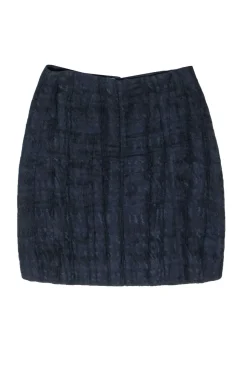 Marni - Navy Metallic Textured Miniskirt Sz 4