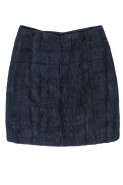 Marni - Navy Metallic Textured Miniskirt Sz 4