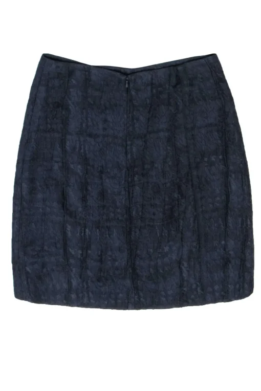 Marni - Navy Metallic Textured Miniskirt Sz 4