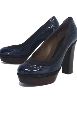 Marni - Navy Patent Leather & Suede Platform Heels Sz 9