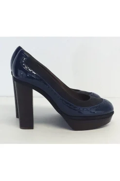 Marni - Navy Patent Leather & Suede Platform Heels Sz 9
