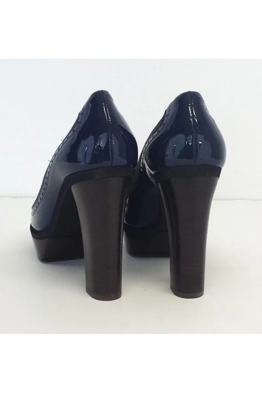 Marni - Navy Patent Leather & Suede Platform Heels Sz 9