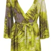 Max Azria - Bright Lime Green Deep Plunge Open Back Mini Dress Sz S