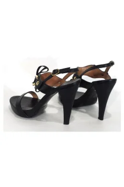 Max Mara - Black Leather Tie Front Heels Sz 9