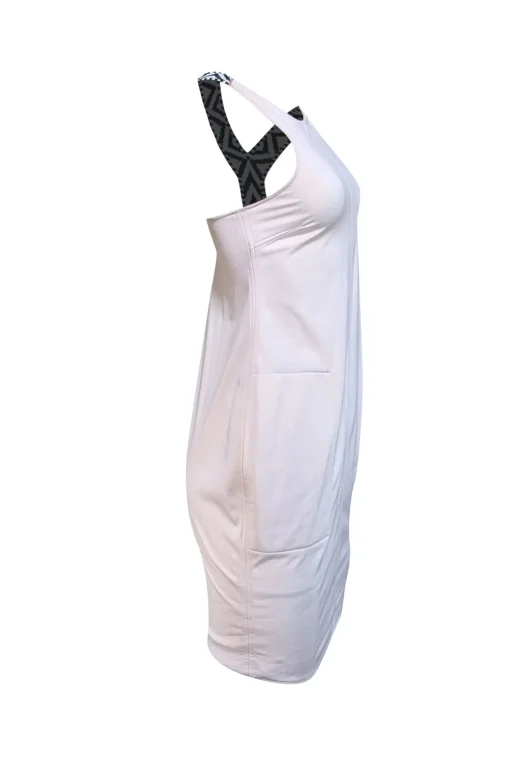 Max Mara - Cream w/ Black & White Beaded Back Strap Dress Sz 2