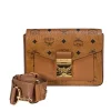 MCM - Tan & Black Monogram Mille Viestos Small Crossbody Bag