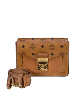 MCM - Tan & Black Monogram Mille Viestos Small Crossbody Bag
