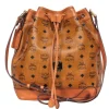 MCM - Tan Dessau Medium Visetos Bucket Bag