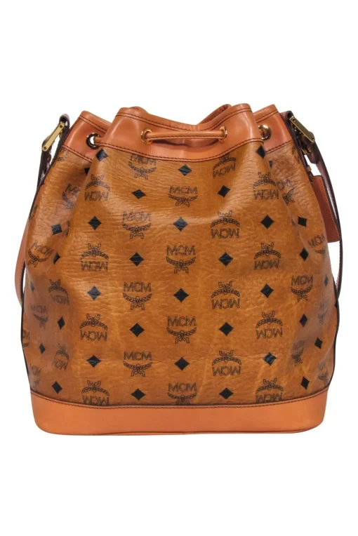 MCM - Tan Dessau Medium Visetos Bucket Bag