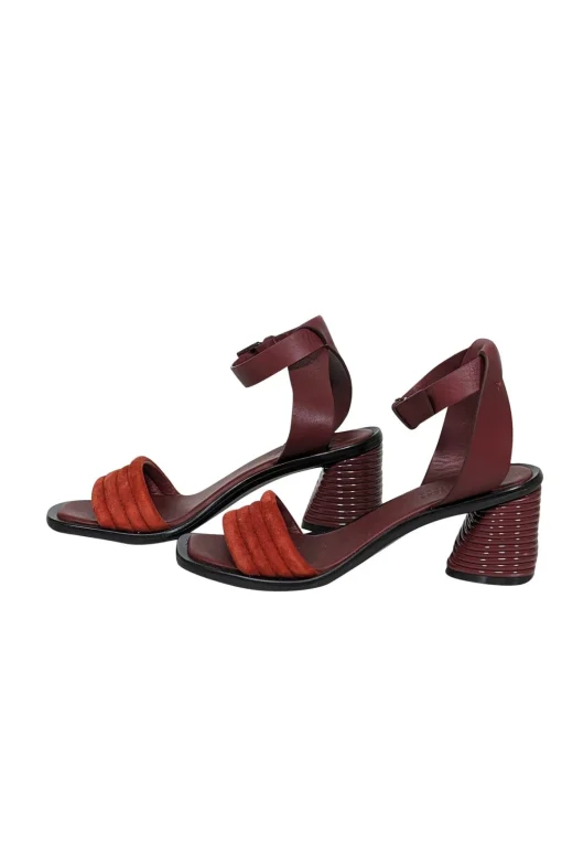 Mercedes Castillo - Maroon, Rust Red, & Black Strappy Sandals Sz 6