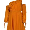 Michael Costello x Revolve - Orange One Shoulder Ruffled Mini Dress Sz XXS