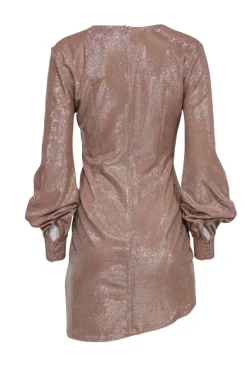 Michael Costello x Revolve - Blush Shimmery Long Sleeve Mini Dress Sz S