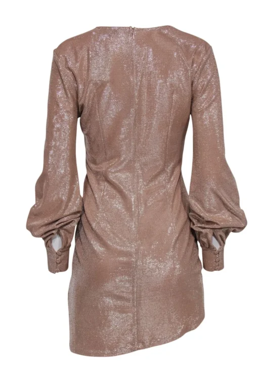 Michael Costello x Revolve - Blush Shimmery Long Sleeve Mini Dress Sz S