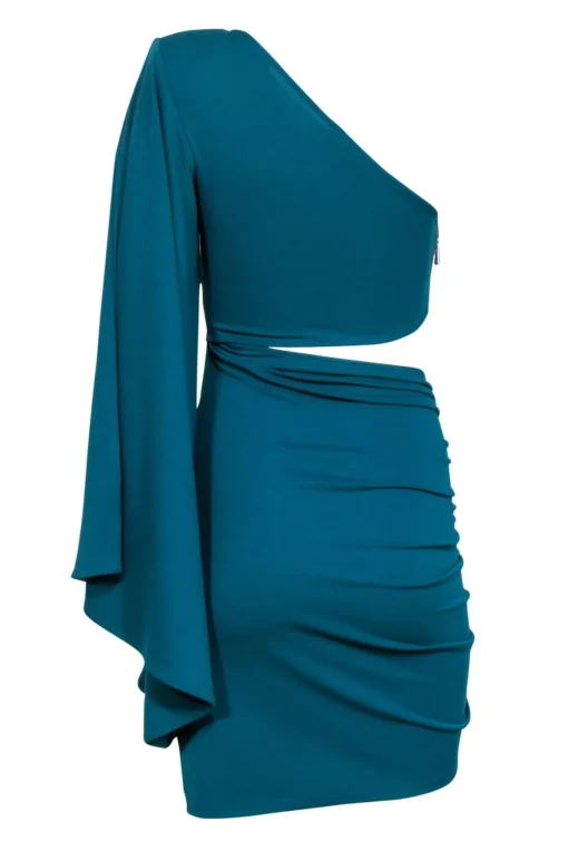 Michael Costello x Revolve - Teal Bodycon One-Shoulder Cut-Out Dress Sz S