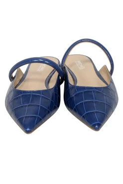 Michael Kors - Blue Croc Embossed Pointed Toe Mule Flats Sz 6