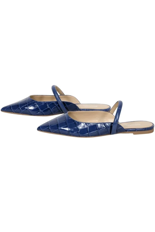 Michael Kors - Blue Croc Embossed Pointed Toe Mule Flats Sz 6