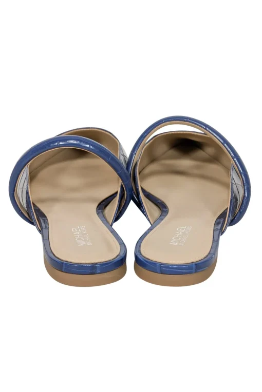 Michael Kors - Blue Croc Embossed Pointed Toe Mule Flats Sz 6