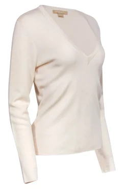 Michael Kors - Cream Cashmere V-Neck Sweater Sz L