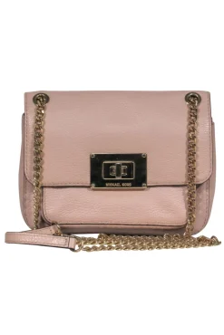 Michael Kors - Light Pink Pebbled Leather Gold Chain Crossbody
