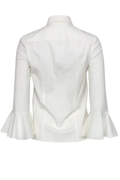 Michael Kors Collection - White Cotton Collared Bell Sleeve Blouse Sz 2