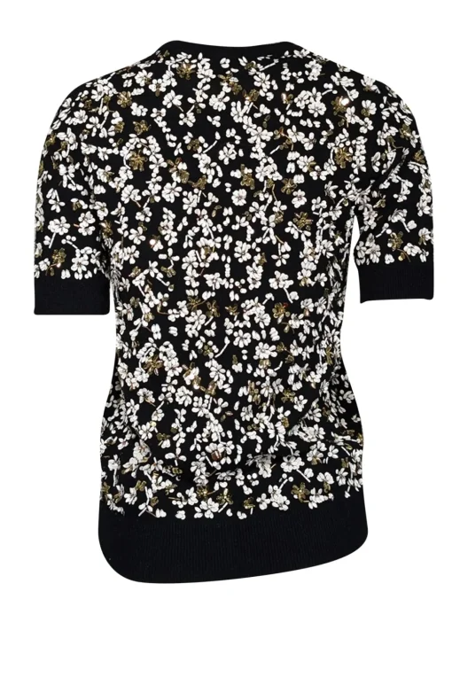 Michael Kors Collection - Black, White, & Gold Embellished Sweater Sz XS