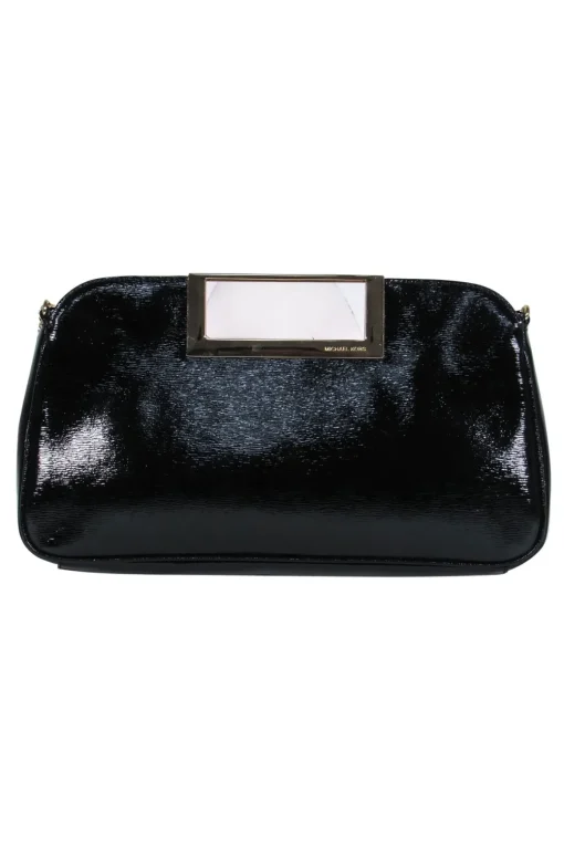 Michael Michael Kors - Black Patent Leather Gold Chain Shoulder Bag