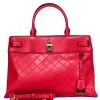 Michael Michael Kors - Red Leather Embossed Logo Print Tote Bag