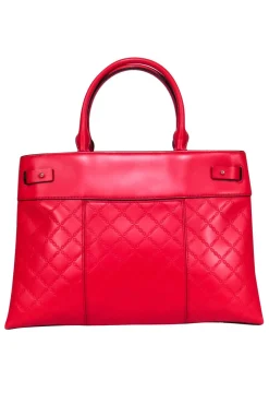 Michael Michael Kors - Red Leather Embossed Logo Print Tote Bag