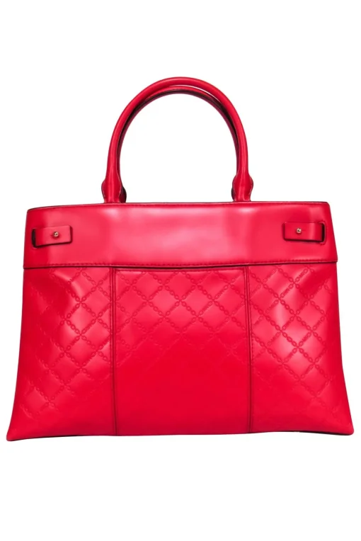 Michael Michael Kors - Red Leather Embossed Logo Print Tote Bag