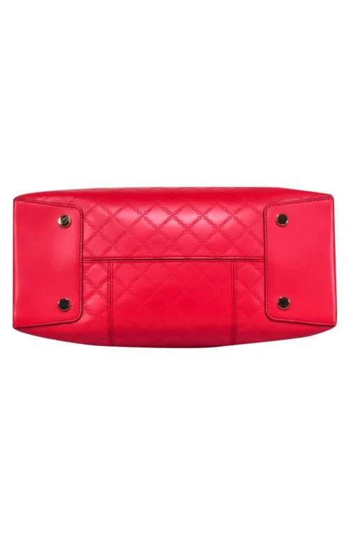 Michael Michael Kors - Red Leather Embossed Logo Print Tote Bag