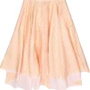Miguelina - Peachy Orange & White Gingham High-Low Midi Skirt Sz M