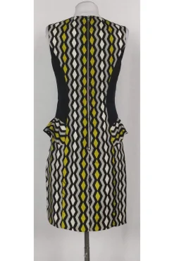 Milly - Black & Green Geometric Dress Sz 2