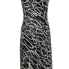 Milly - Black & Ivory Swirl Print Cocktail Knee Length Dress Sz 4