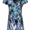 Milly - Black & Pastel Multicolor Brush Stroke V-Neck Dress Sz 8