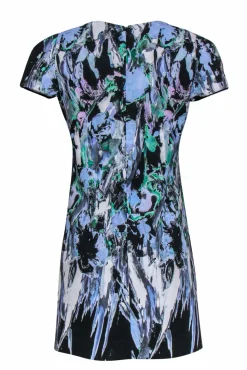 Milly - Black & Pastel Multicolor Brush Stroke V-Neck Dress Sz 8