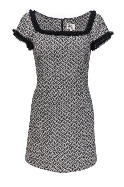 Milly - Black & White Patterned Cap Sleeve Dress Sz 4