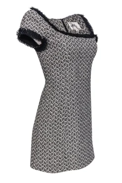 Milly - Black & White Patterned Cap Sleeve Dress Sz 4