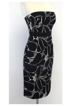 Milly - Black & White Silk Strapless Dress Sz 2