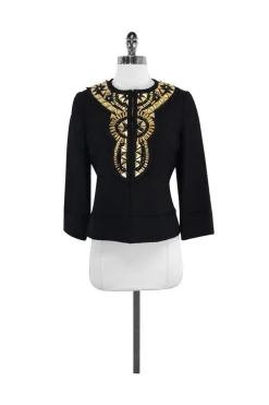 Milly - Black Embellished Cotton Jacket Sz 4